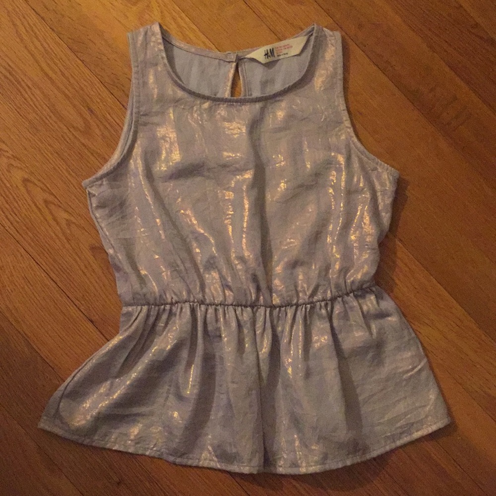 Girl's Iridescent Grey/Pink Top, 8-9
